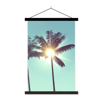 Produktbild von MuchoWow® Textilposter Palmen - Sommer - Sonne 40x60 cm mit schwarzem Rahmen - Wanddekorationen