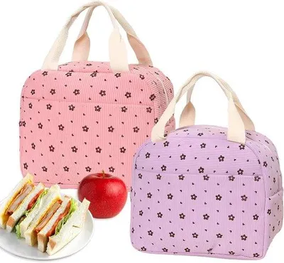 Produktbild von Corduroy Picknickkoffer - 2 Stück - Isoliert - Rosa und Violett - Arbeits- und Familienausflugset