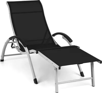 Obrázok produktu pre Blumfeldt Sunnyvale záhradné ležadlo, sklopné, 174x51 cm, PVC/polyester, čierna