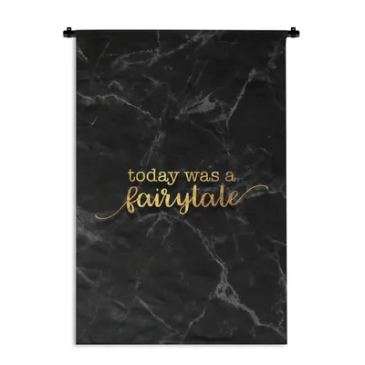 Produktbild von MuchoWow® Wandteppich Wandbehang Zitate - Sprichwörter - Gold - Marmor 60x90 cm Tapisserie Dekoration Wandtuch - Foto-Teppich - Abwaschbar