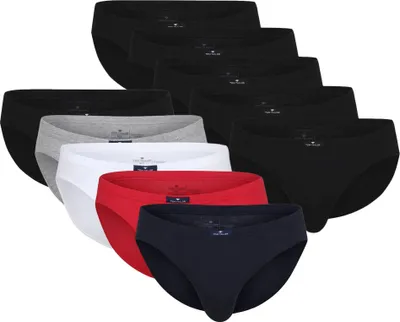 Produktbild von TOM TAILOR Herren Slip, 10er Pack - Mini Slip, Basic, einfarbig Blau/Weiß/Rot/Schwarz M