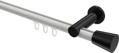 Produktbild von Interdeco Innenlaufstange / Gardinenstange mit Innenlauf Weiß / Schwarz, Typ Platon Sitra (Konus), 20 mm Ø 1-läufig, 120 cm