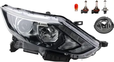 Productafbeelding van Koplampen geschikt voor Nissan Qashqai J11, bouwjaar 2013-2017, type H7, H11, met mistlamp en knipperlicht. Onderdeelnummers: 260104EH0A, 260104EH1A, 260104EH2A, 261508990B, 261508992B, 2615089
