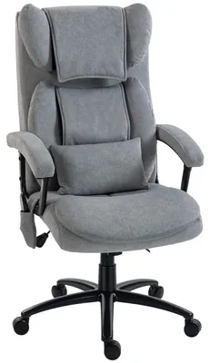 Produktbild von Ergonomischer Massage-Bürostuhl mit hoher Rückenlehne, grauer Samt