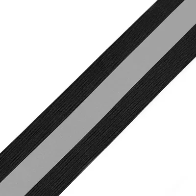 Produktbild von 1m Gummiband mit Reflexstreifen 40mm meterware Reflektorband Farbwahl