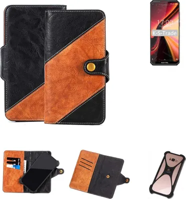 Produktbild von K-S-Trade Handyhülle Schutzhülle Bookstyle Case Wallet-Case kompatibel mit Oukitel K13 Pro Handy Cover Bumper Klapphülle schwarz hellbraun 1x