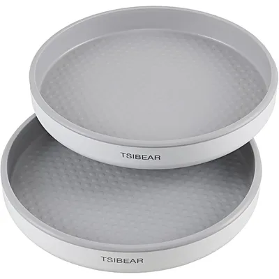 Produktbild von 2er-Pack Kühlschrank-Organizer – 25,4 + 25,4 cm – drehbarer Tablett-Organizer für die Küche – Drehteller – Schrank – 360° drehbares Gewürzregal