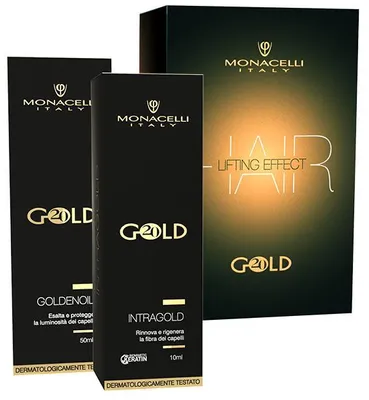 Immagine prodotto di Monacelli Kit Gold Lifting Effect Straordinaria Sinergia Rinnova la Bellezza dei Capelli, Contiene: Intragold 10ml e GoldenOil 50ml.