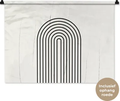 Produktbild von MuchoWow® Wandteppich Wandbehang Kunst - Schwarz - Weiß - Abstrakt 90x67.5 cm Tapisserie Dekoration Wandtuch - Fototeppich - Wand-Skulpturen
