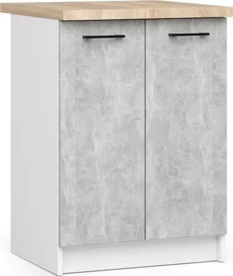 Produktbild von Akord Küchenschrank Oliwia 2-Türig Mit Regalboden Weiß/Beton 60X46X85 Cm