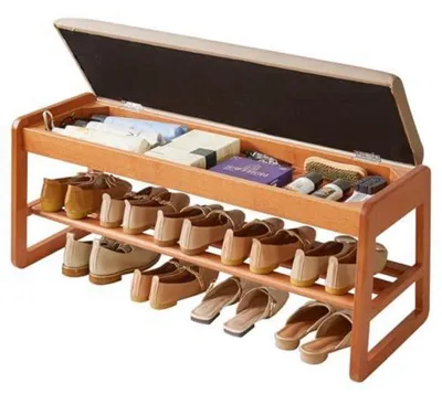 Produktbild von Schuhbank mit Kissen und Stauraum 100 cm Kirschholzfarbe