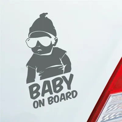 Produktbild von Auto Aufkleber Baby an Board Baby an Bord 19x10 cm Grau Sticker Heckscheibenaufkleber