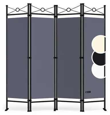 Produktbild von DEUBA® Trennwand 180x160cm 4 teilig Blickdicht Freistehend Faltbar Stabil Indoor Wohnzimmer Schlafzimmer Büro Raumteiler Spanische Wand Paravent Grau