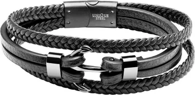 Produktbild von Schwarzes Kunstlederarmband Anker für Herren von Unique