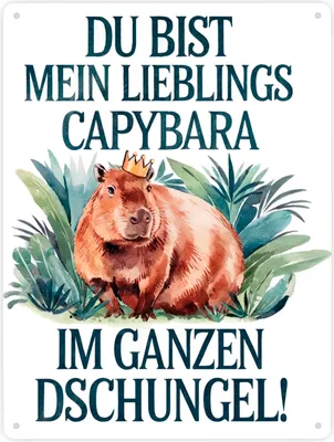 Produktbild von Lieblings Capybara Metallschild XXL in 28x38 cm - Capybara mit Krone