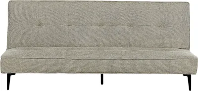 Produktbild von BELIANI 3-Sitzer Sofa Hellgrün Stoffbezug Gesteppt mit Schlaffunktion Schwarze Schlanke Metallfüße Ohne Armlehnen Modern Skandi Wohnzimmer Schlafsofa