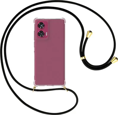 Produktbild von Handykette Backcover-Schutzhülle mit Band (Metall goldfarben) für Motorola Edge 50 Fusion 5G - schwarz