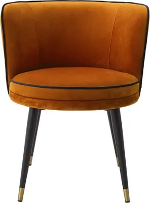 Produktbild von Casa Padrino Luxus Samt Esszimmerstuhl Orange / Schwarz / Messingfarben 62 x 62 x H. 76 cm - Drehbarer Küchenstuhl - Drehstuhl - Vintage Retro Stuhl - Esszimmermöbel
