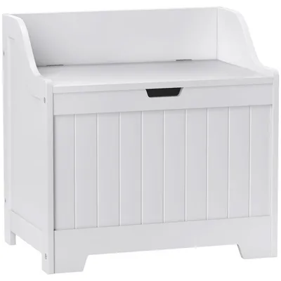 Image de Boîte de rangement avec couvercle - Boîte de rangement en bois | Couleur : Blanc | Dimensions : 56,5 x 38 x 56 cm