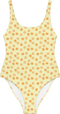 Produktbild von Mr. & Mrs. Panda Swimsuit Zitrus Orange Größe XS - Gelb - Geschenk, Orangen Muster, Badebekleidung, Obst, Badeanzug, Bademode, Damen-Einteiler, Shape-Badeanzug