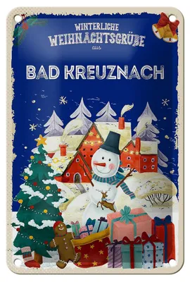Produktbild von Blechschild Weihnachtsgrüße BAD KREUZNACH Geschenk Schild  12x18cm