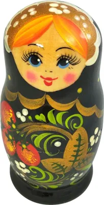 Produktbild von Hohlama Rossijanotschka Matrjoschka Matröschka Matroschka Babuschka 11cm Höhe - 5 Holz-Puppen - Verschiedene Motive - Holzpuppe Матрёшка Matruschka chohlama (Schwarz)