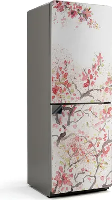 Produktbild von Blühende Zweige des Frühlings – Magnetische Kühlschrank Abdeckung – Dekorfolie magnetisch Küche – Kühlschrank Magnet Deko – selbstklebende Magnettafel – Magnetfolie für Kühlschranktür – 70x190 cm