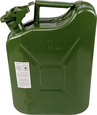 Produktbild von Benzinkanister Metall 10 Liter, Kraftstoffkanister, Reservekanister Benzin & Diesel, Ölkanister, Dieselkanister, Tragegriff, dichten Verschluss, Grün