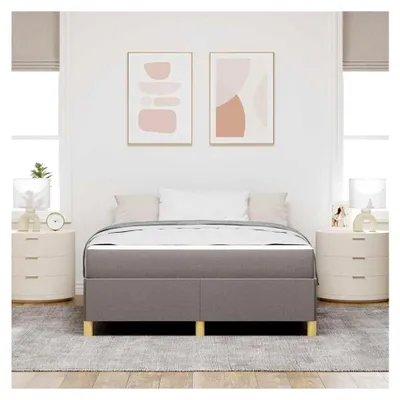 Produktbild von Boxspringbett mit Matratze in Taupe und Weiß 140 x 190 cm