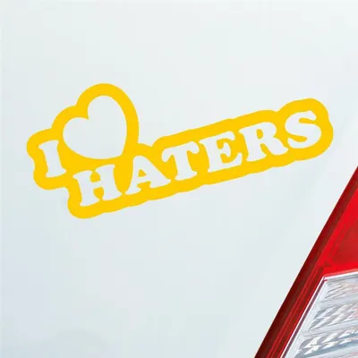 Produktbild von Auto Aufkleber I Love Haters Lustig Spruch 15x6 cm Gelb Sticker Heckscheibenaufkleber