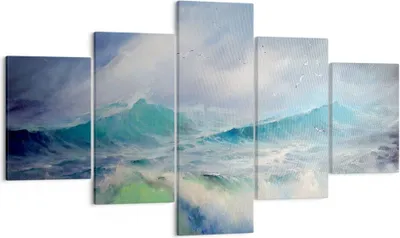 Produktbild von Bild auf Leinwand - Leinwandbild - Meer Welle Möwe - 125x70cm - Wand Bild - Wanddeko - Wandbilder - Leinwanddruck - Bilder - Kunstdruck - Wanddekoration - Leinwand bilder - Wandkunst - EA125x70-3783