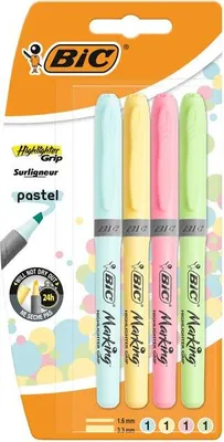 Produktbild von BIC – Textmarker Grip Pastell, sortiert, Blister mit 4 Stück