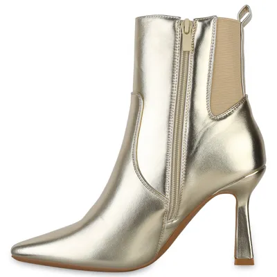 Produktbild von VAN HILL Damen Leicht Gefütterte Klassische Stiefeletten Spitz Schuhe 840750, Farbe: Gold, Größe: 37