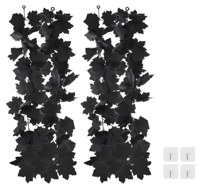 Herbstgirlande Ahornblätter, 2 Stück, schwarz, 170 cm