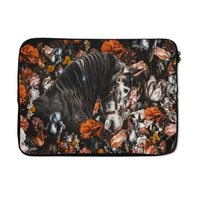 Produktbild von MuchoWow® Laptop Hülle 14 ZollPferd - Blumen - Halfter Laptoptasche - Laptoptasche - Stoßsicher - Schutzhaube
