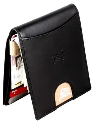 Produktbild von Herren Geldbörse Geldklammer RFID Leder Schwarz