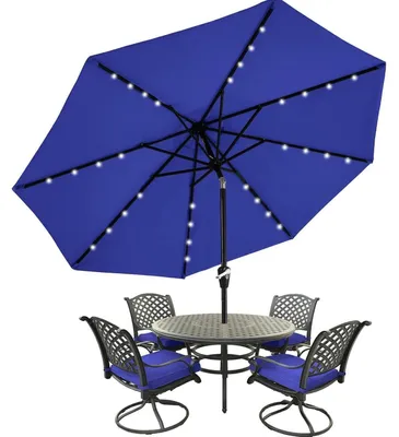 Immagine prodotto di Ombrellone 270 cm con 32 LED solari, grigio, 8 nervature