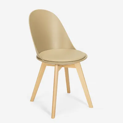 Immagine prodotto di Sedia in legno di design scandinavo con cuscino per cucina sala da pranzo Bib Nordica - Grigio