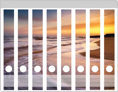 Produktbild von Wallario Ordnerrücken Sticker, selbstklebend für schmale Ordner, 8 Stück, Motiv Sonnenuntergang am Strand - Abendspaziergang