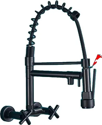 Produktbild von Frühjahrsbecken Küchenarmatur, ausziehbare Auslauf, wandmontiert, Einhebel-Design, Matte Schwarz
