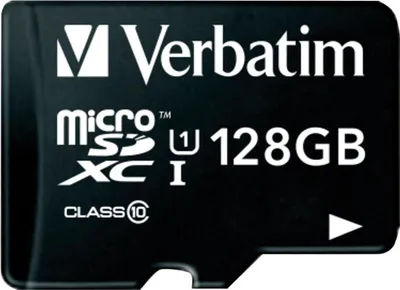 Produktbild von Verbatim Premium, 128 GB, MicroSDXC, Klasse 10, UHS-I, 90 MB/s, 10 MB/s