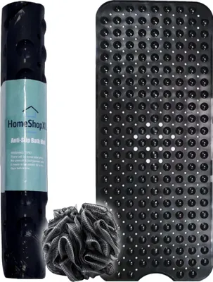 Produktbild von Badematte Duschmatte - 100x40cm - Antirutschmatte Schwarz mit Saugnäpfen - Antirutschmatte für Bad oder Dusche