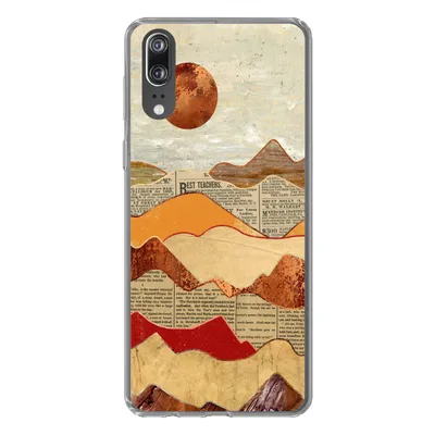 Produktbild von MuchoWow® Handyhülle Schutzhülle Hülle für Huawei P20 Vintage - Zeitung - Marmor Silikon Softcase Handy Hülle - Hardcover