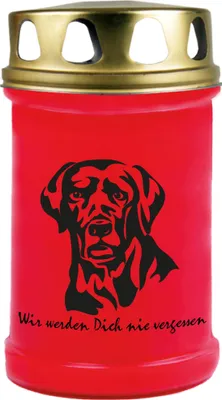 Imagen del producto de Vela decorativa, color rojo, tiempo de combustión: 48 horas, diseño: Labrador