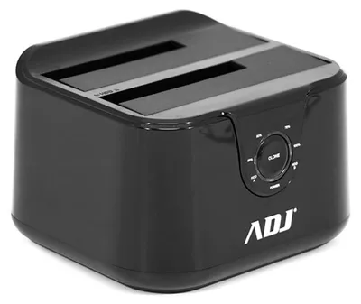 Zdjęcie produktu dla Stacja dokująca ADJ AH01T z dwoma dyskami twardymi SATA 2,5"/3,5", USB 3.0 5 Gb/s, klonowanie do 8 TB, czarna