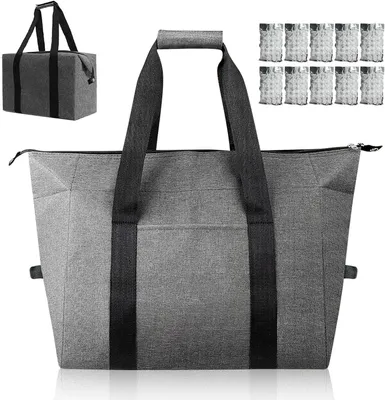 Produktbild von 20L Kühltasche Groß, Kühltasche Faltbar Isoliertasche, Thermotasche Picknicktasche für Fahrrad Einkaufstasche, Picknick, BBQ, Camping, Reisen, Outdoor, Büro Arbeit, Tragbar Wiederverwendbar