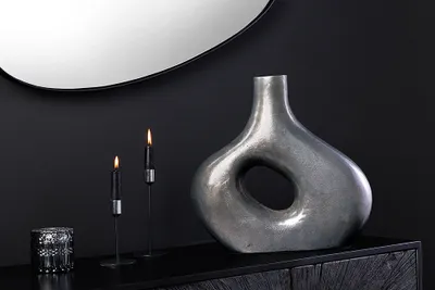 Produktbild von riess-ambiente Handgefertigte Vase RING 30cm dunkelgrau Metall Dekoration Blumenvase