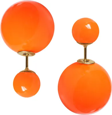 Produktbild von Modeschmuck Doppelperlen Ohrstecker in verschiedenen Neonfarben Farbe - Neonorange