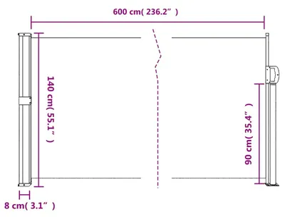 Produktbild von vidaXL Ausziehbare Seitenmarkise Anthrazit 140x600 cm