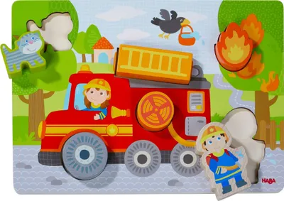 Produktbild von HABA Holzpuzzle Feuerwehrauto 306291